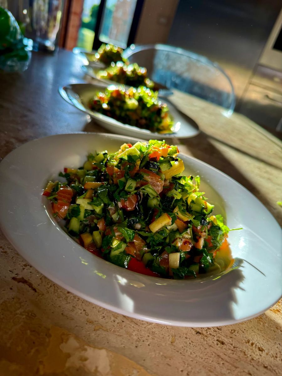Mediterranean kosher catering dish for Friday delivery
